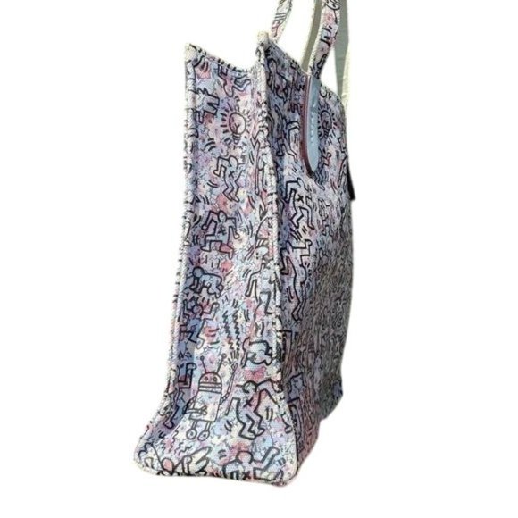 SOLD Coach X Keith Haring 2017 Collab Printed on Baby Blue Canvas Tote Bag 28651 - Picture 9 of 10